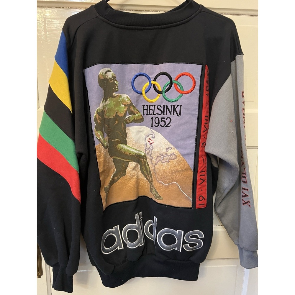 Vintage 80's Adidas Sweatshirt Men medium  1956 Stockholm Helsinki Olympics Crew - Picture 3 of 7